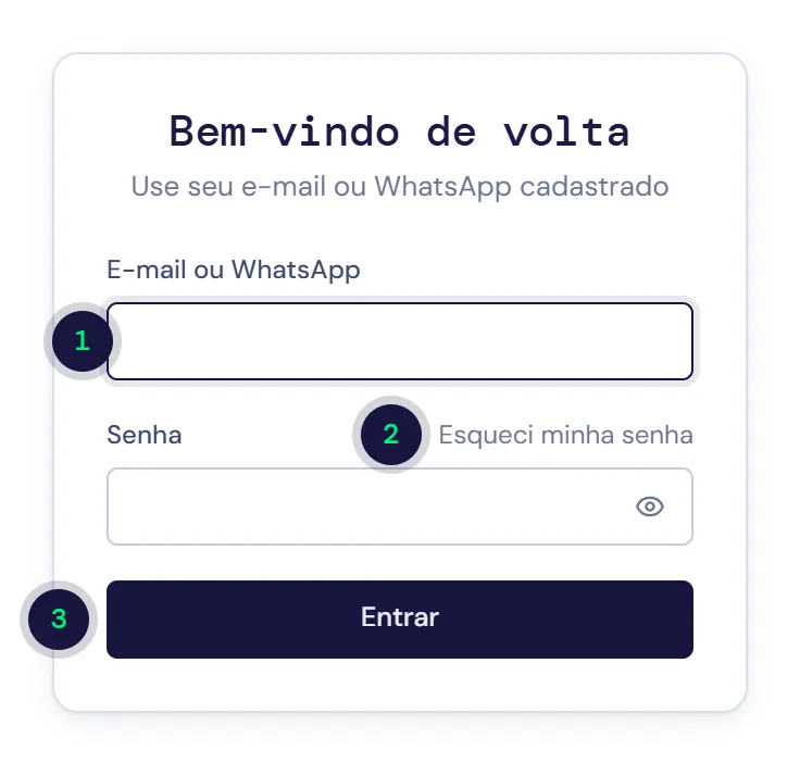 Tela de login do painel CorbMax